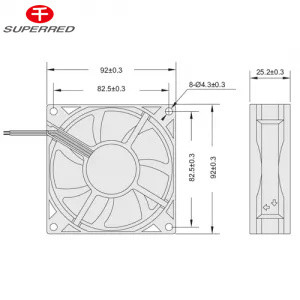 Kara DC Soğutma Ventilatörü 92x92x20 Buzdolabı için 1700-3600 RPM